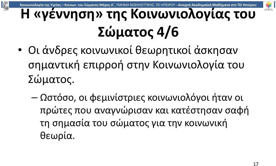 Ωστόσο, οι φεμινίστριες κοινωνιολόγοι ήταν οι πρώτες που αναγνώρισαν