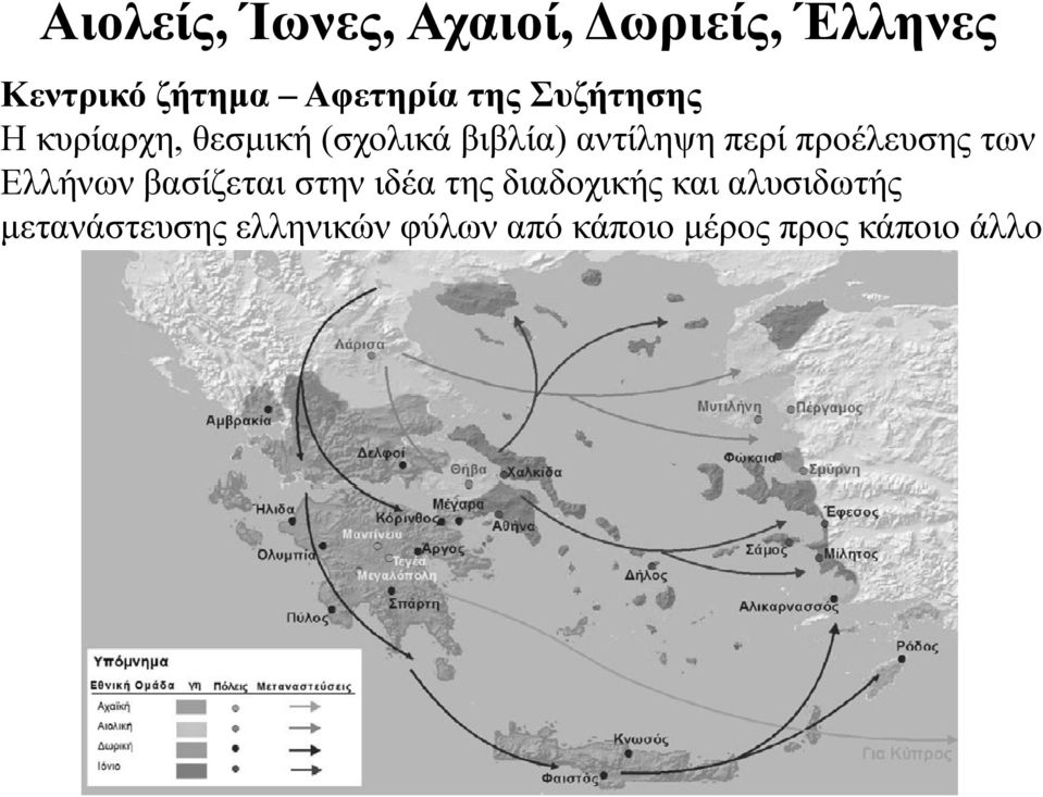 προέλευσης των Ελλήνων βασίζεται αι στην ιδέα της διαδοχικής και