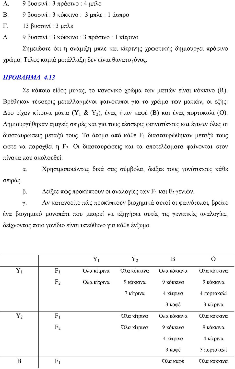 13 Σε κάποιο είδος μύγας, το κανονικό χρώμα των ματιών είναι κόκκινο (R).