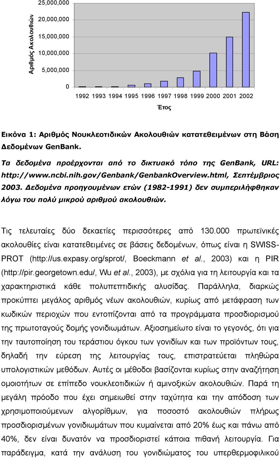 εδοµένα προηγουµένων ετών (1982-1991) δεν συµπεριλήφθηκαν λόγω του πολύ µικρού αριθµού ακολουθιών. Τις τελευταίες δύο δεκαετίες περισσότερες από 130.