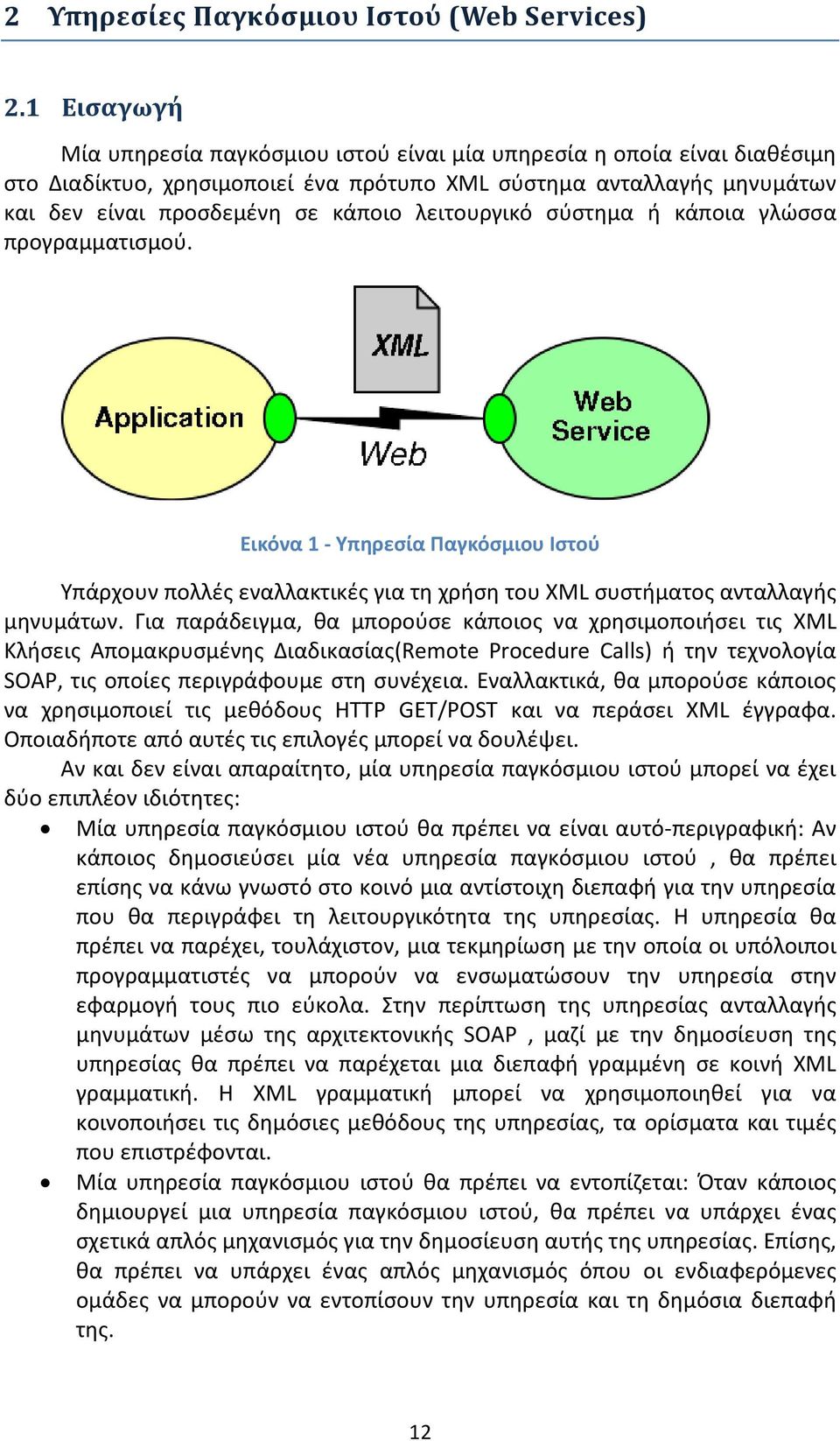 λειτουργικό σύστημα ή κάποια γλώσσα προγραμματισμού. Εικόνα 1 - Υπηρεσία Παγκόσμιου Ιστού Υπάρχουν πολλές εναλλακτικές για τη χρήση του XML συστήματος ανταλλαγής μηνυμάτων.
