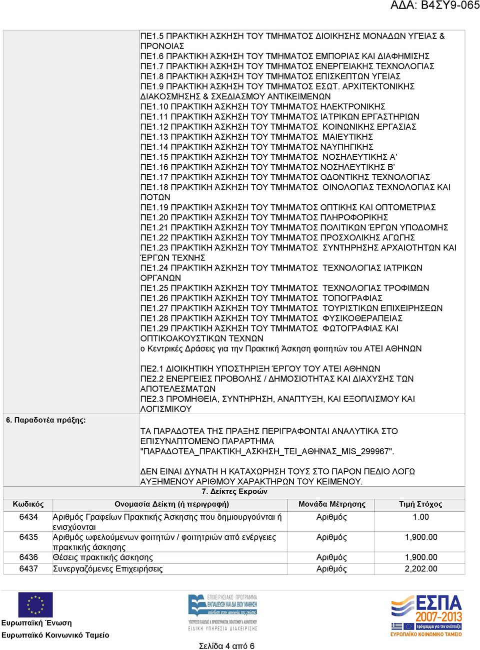 11 ΠΡΑΚΤΙΚΗ ΆΣΚΗΣΗ ΤΟΥ ΤΜΗΜΑΤΟΣ ΙΑΤΡΙΚΩΝ ΕΡΓΑΣΤΗΡΙΩΝ ΠΕ1.12 ΠΡΑΚΤΙΚΗ ΆΣΚΗΣΗ ΤΟΥ ΤΜΗΜΑΤΟΣ ΚΟΙΝΩΝΙΚΗΣ ΕΡΓΑΣΙΑΣ ΠΕ1.13 ΠΡΑΚΤΙΚΗ ΆΣΚΗΣΗ ΤΟΥ ΤΜΗΜΑΤΟΣ ΜΑΙΕΥΤΙΚΗΣ ΠΕ1.