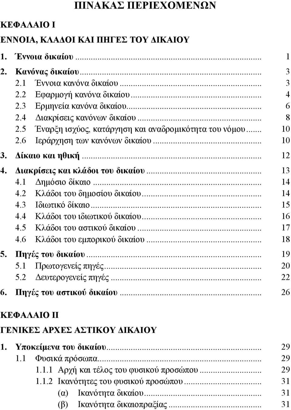 Διακρίσεις και κλάδοι του δικαίου... 13 4.1 Δημόσιο δίκαιο... 14 4.2 Κλάδοι του δημοσίου δικαίου... 14 4.3 Ιδιωτικό δίκαιο... 15 4.4 Κλάδοι του ιδιωτικού δικαίου... 16 4.5 Κλάδοι του αστικού δικαίου.