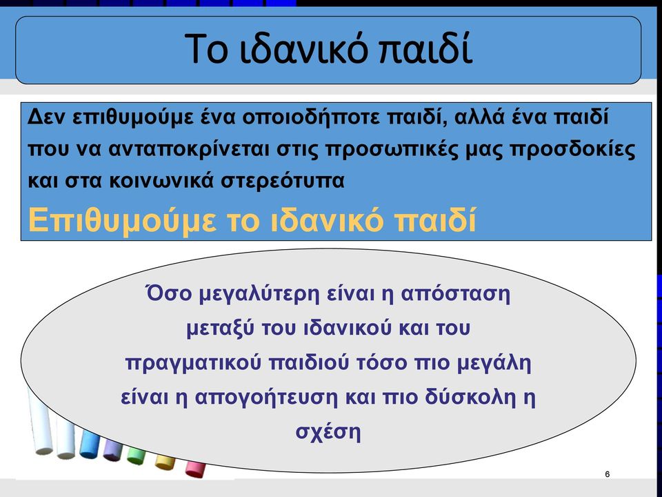 Επιθυμούμε το ιδανικό παιδί Όσο μεγαλύτερη είναι η απόσταση μεταξύ του ιδανικού