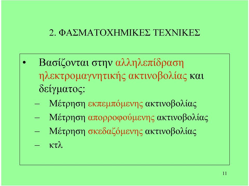 δείγματος: Μέτρηση εκπεμπόμενης ακτινοβολίας Μέτρηση