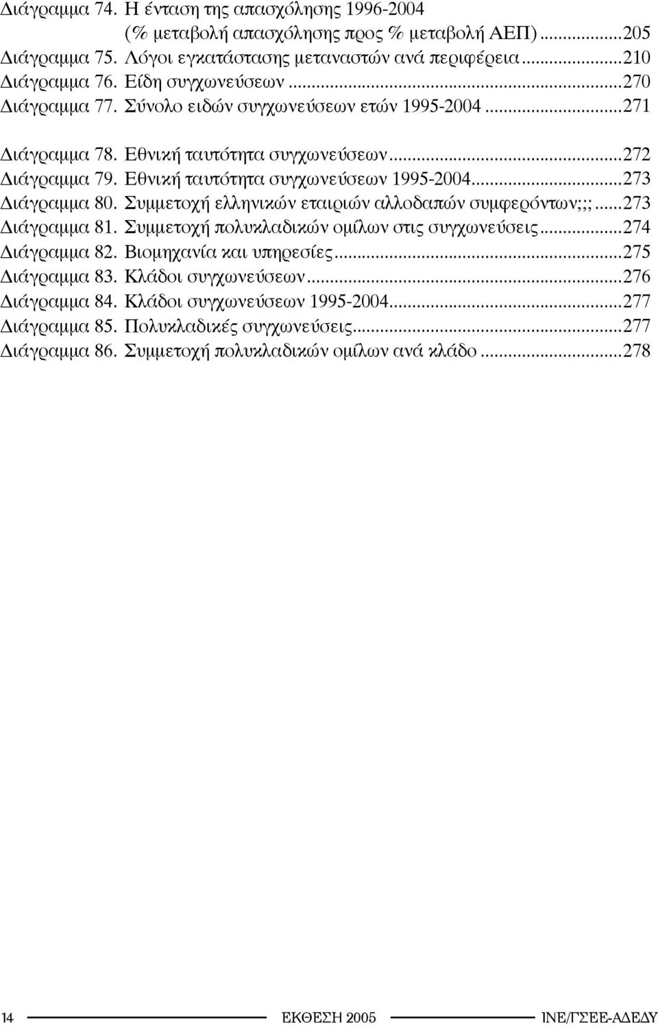 ..273 Διάγραμμα 80. Συμμετοχή ελληνικών εταιριών αλλοδαπών συμφερόντων;;;...273 Διάγραμμα 81. Συμμετοχή πολυκλαδικών ομίλων στις συγχωνεύσεις...274 Διάγραμμα 82. Βιομηχανία και υπηρεσίες.
