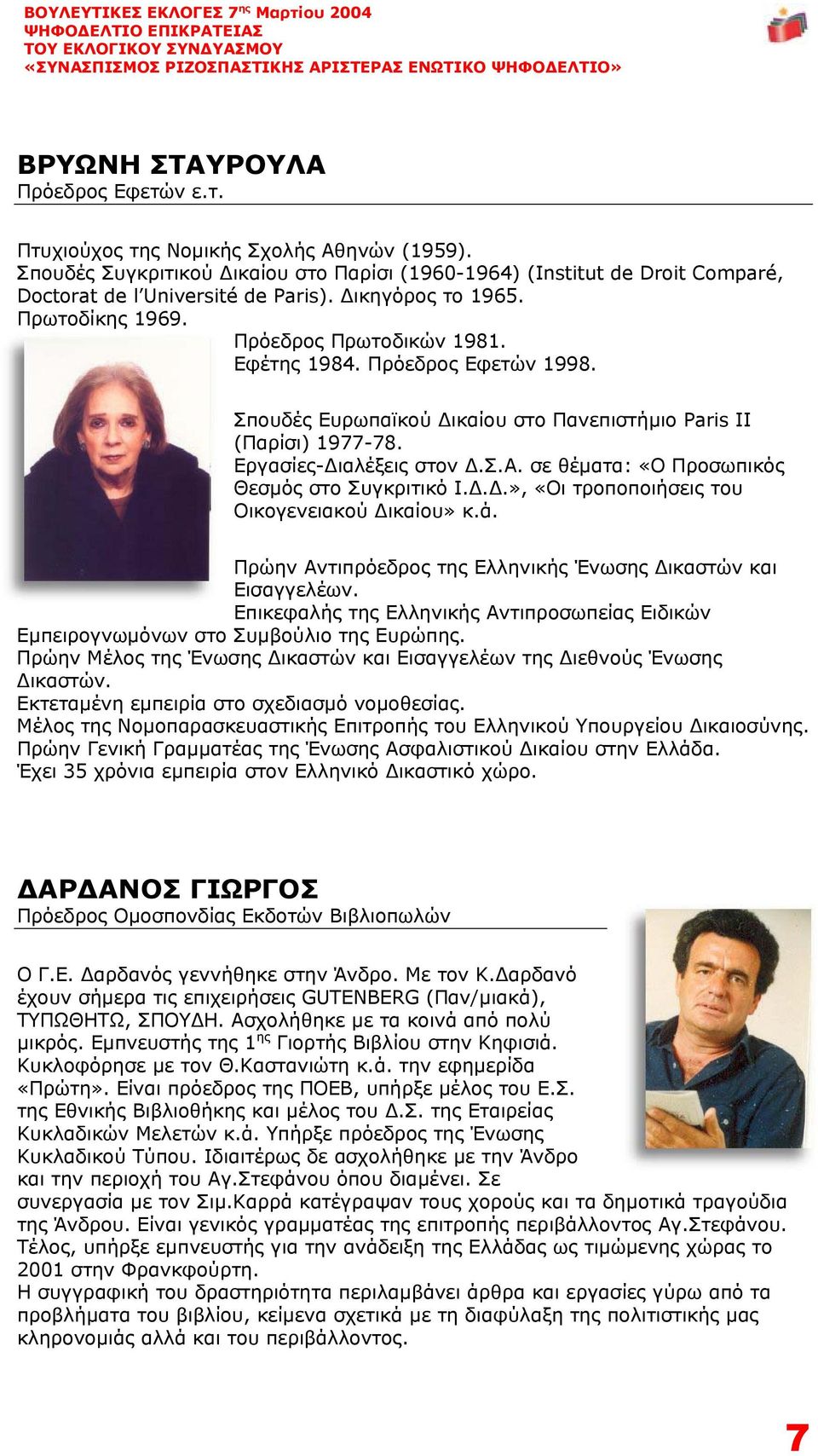 ..», «Οι τροποποιήσεις του Οικογενειακού ικαίου» κ.ά. Πρώην Αντιπρόεδρος της Ελληνικής Ένωσης ικαστών και Εισαγγελέων.