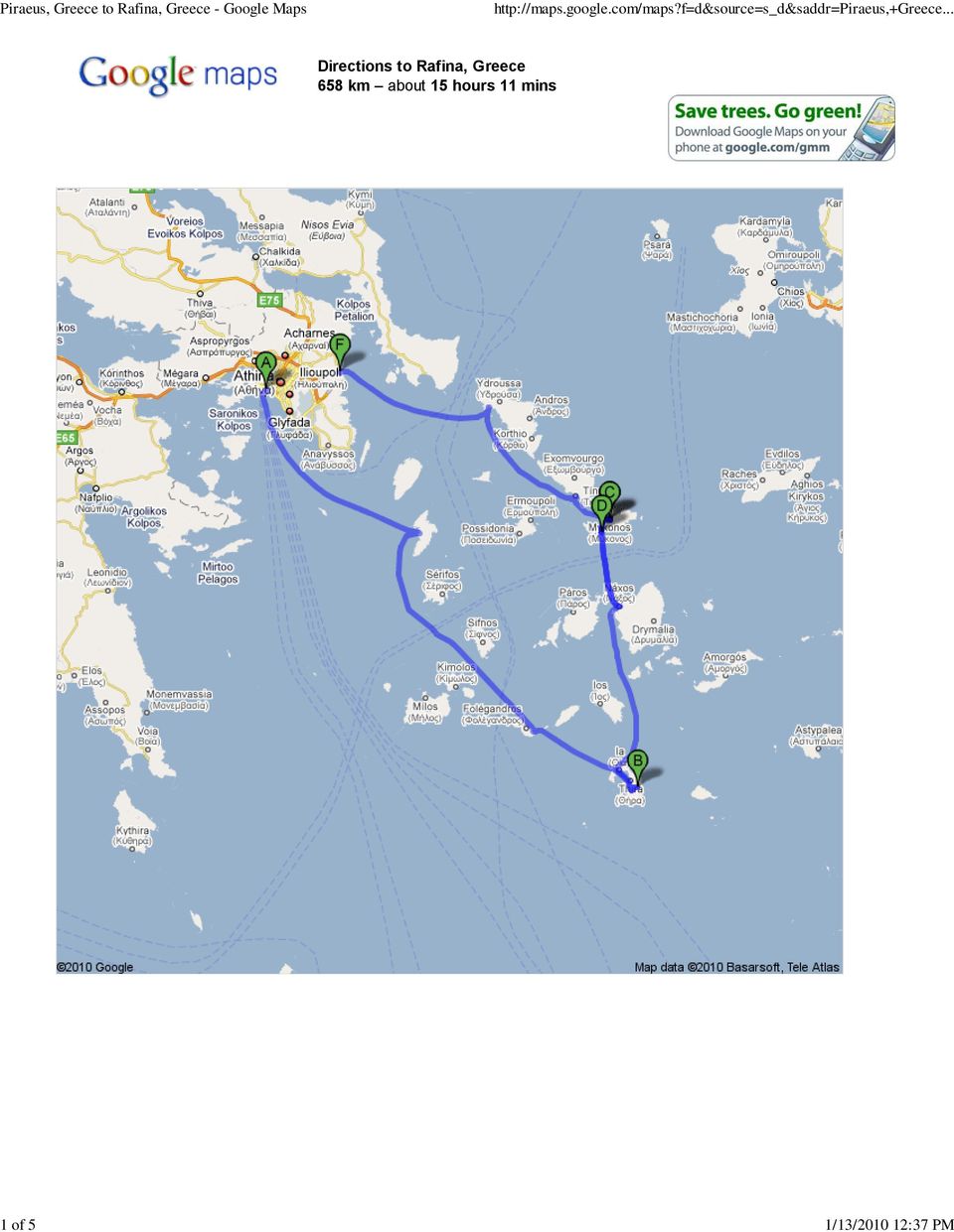 Directions to Rafina,