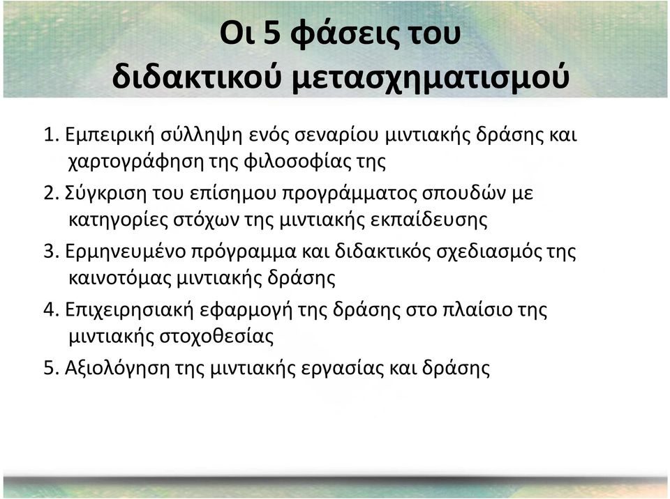 Σύγκριση του επίσημου προγράμματος σπουδών με κατηγορίες στόχων της μιντιακής εκπαίδευσης 3.