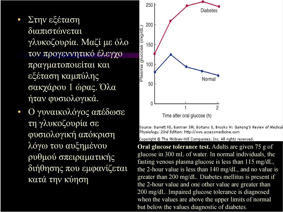 Adults are given 75 g of glucose in 300 ml of water.