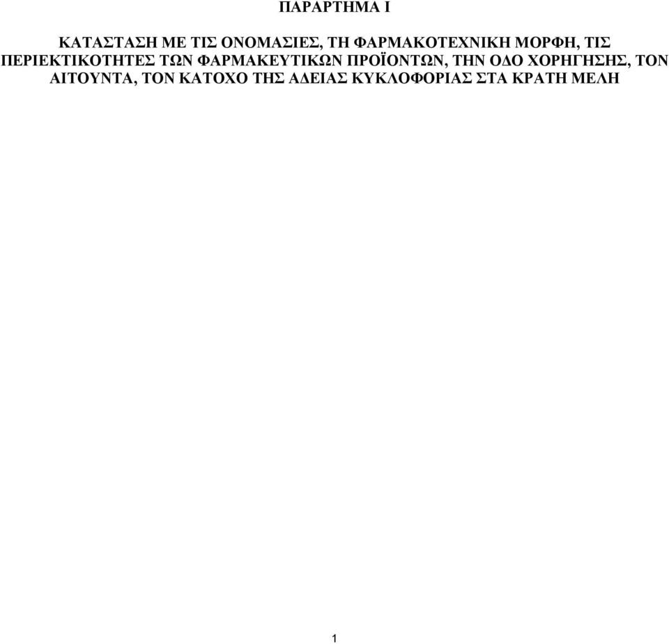 ΦΑΡΜΑΚΕΥΤΙΚΩΝ ΠΡΟΪΟΝΤΩΝ, ΤΗΝ Ο Ο ΧΟΡΗΓΗΣΗΣ, ΤΟΝ