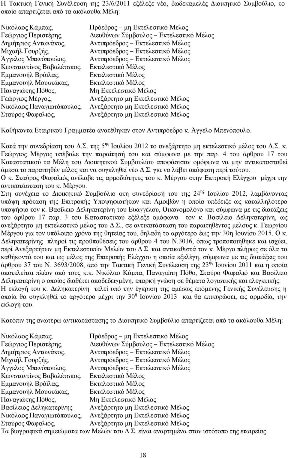 Μέλος Διευθύνων Σύμβουλος Εκτελεστικό Μέλος Αντιπρόεδρος Εκτελεστικό Μέλος Αντιπρόεδρος Εκτελεστικό Μέλος Αντιπρόεδρος Εκτελεστικό Μέλος Εκτελεστικό Μέλος Εκτελεστικό Μέλος Εκτελεστικό Μέλος Μη