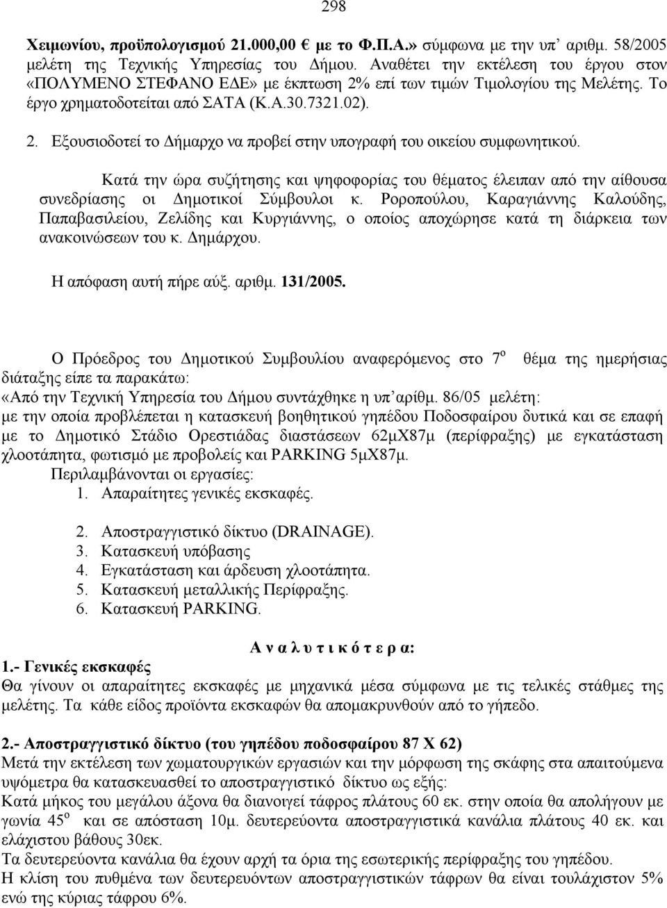 Κατά την ώρα συζήτησης και ψηφοφορίας του θέματος έλειπαν από την αίθουσα συνεδρίασης οι Δημοτικοί Σύμβουλοι κ.