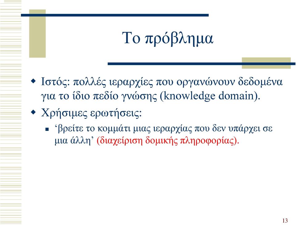 Χρήσιµες ερωτήσεις: βρείτε το κοµµάτι µιας ιεραρχίας