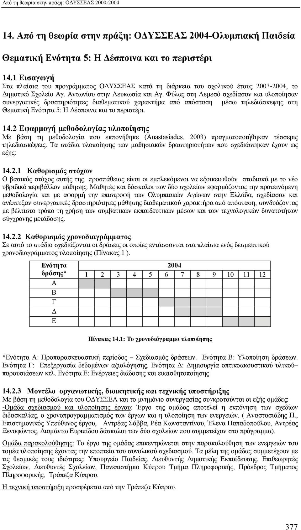 Φύλας στη Λεμεσό σχεδίασαν και υλοποίησαν συνεργατικές δραστηριότητες διαθεματικού χαρακτήρα από απόσταση μέσω τηλεδιάσκεψης στη Θεματική Ενότητα 5: Η Δέσποινα και το περιστέρι. 14.