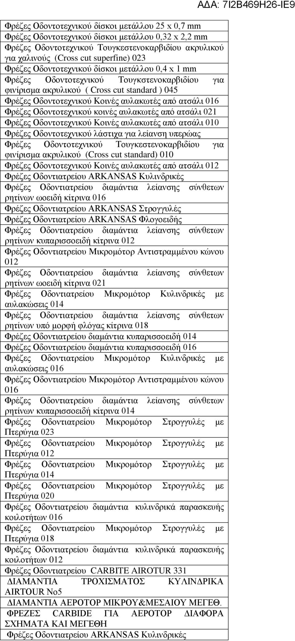 Φρέζες Οδοντοτεχνικού κοινές αυλακωτές από ατσάλι 021 Φρέζες Οδοντοτεχνικού Κοινές αυλακωτές από ατσάλι 010 Φρέζες Οδοντοτεχνικού λάστιχα για λείανση υπερώας Φρέζες Οδοντοτεχνικού