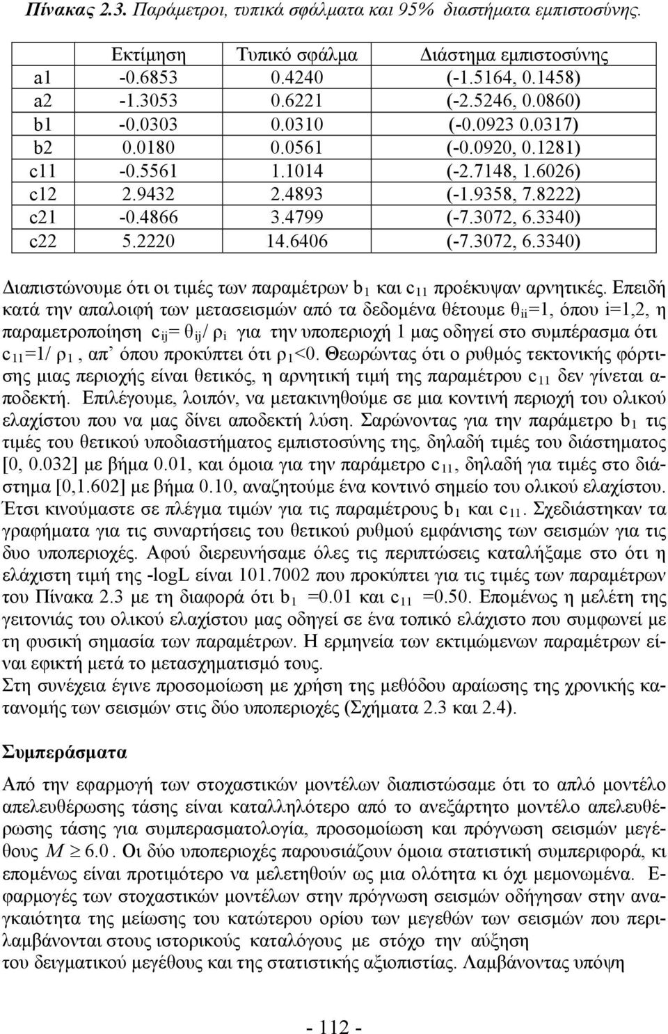 3072, 6.3340) Διαπιστώνουμε ότι οι τιμές των παραμέτρων b 1 και c 11 προέκυψαν αρνητικές.