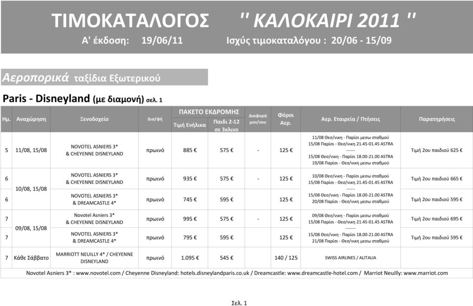 45 ASTRA 15/08 Θεσ/νικη Παρίσι 18.00 21.