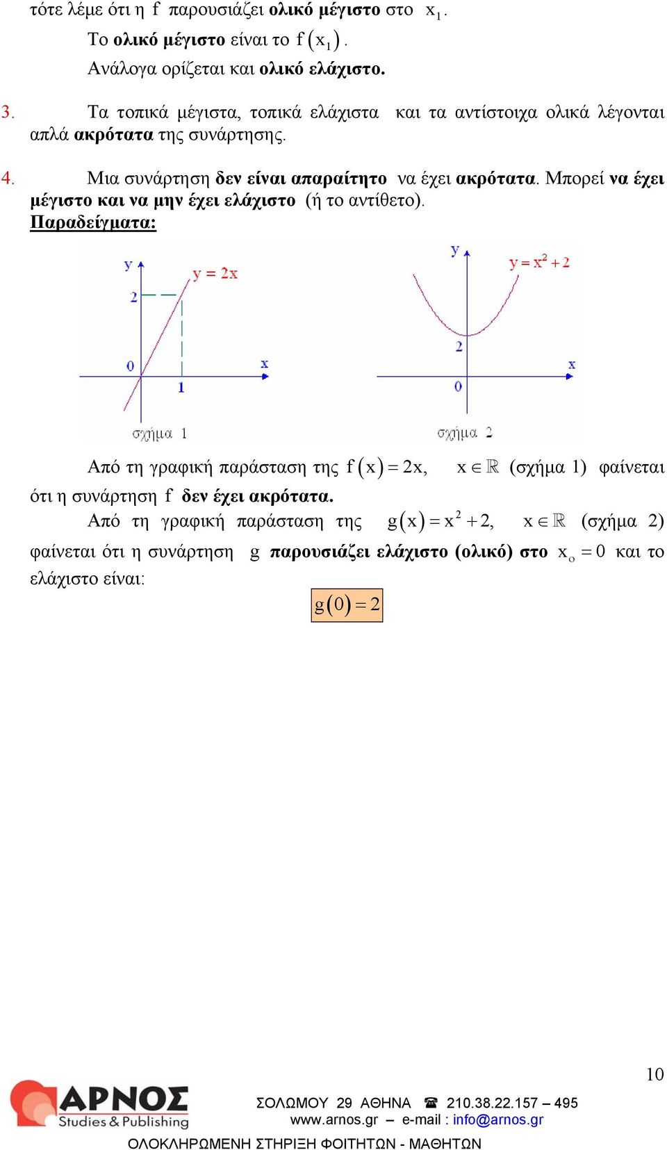 Μπορεί να έχει μέγιστο και να μην έχει ελάχιστο (ή το αντίθετο).