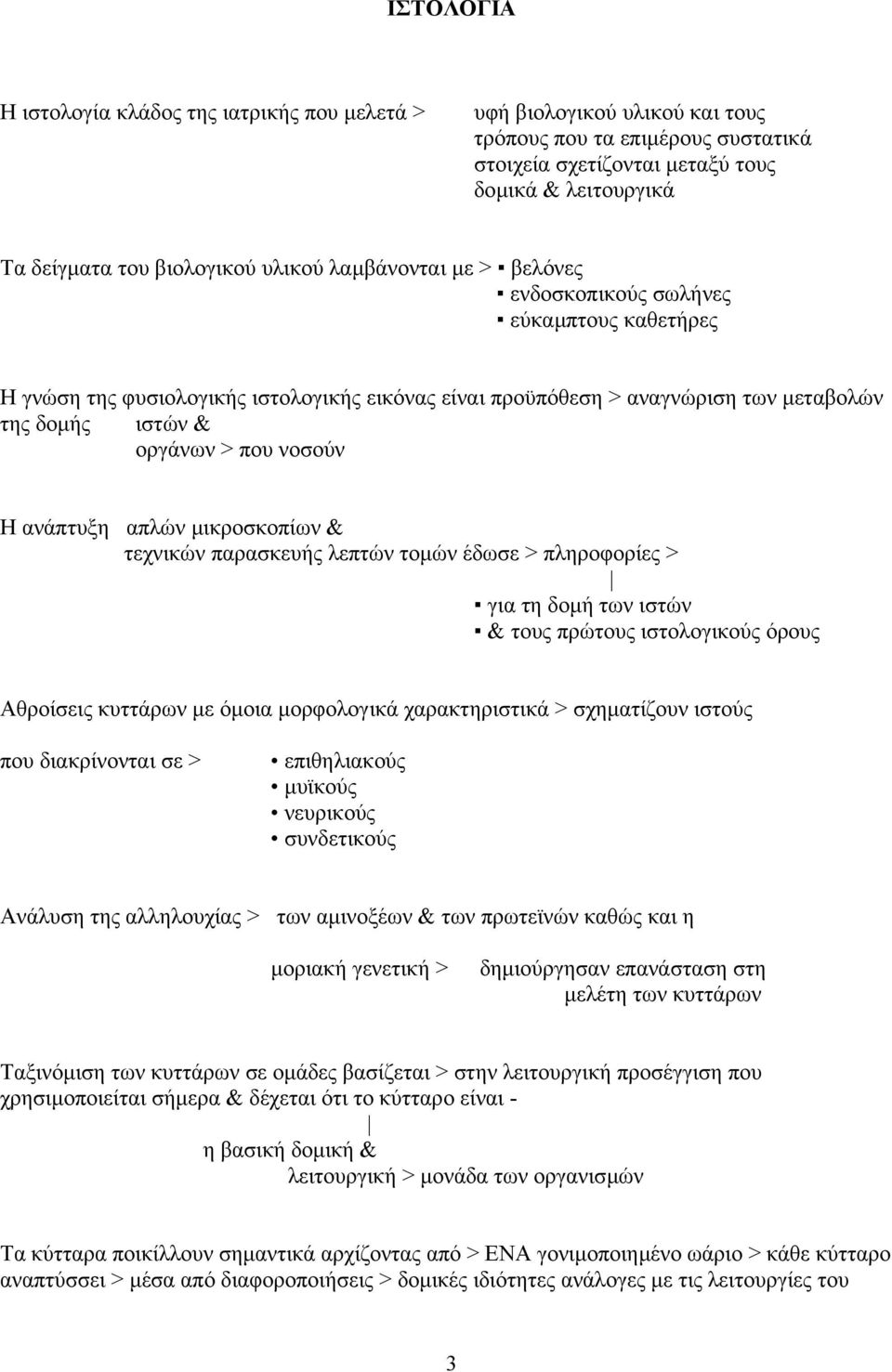 οργάνων > που νοσούν H ανάπτυξη απλών µικροσκοπίων & τεχνικών παρασκευής λεπτών τοµών έδωσε > πληροφορίες > για τη δοµή των ιστών & τους πρώτους ιστολογικούς όρους Aθροίσεις κυττάρων µε όµοια