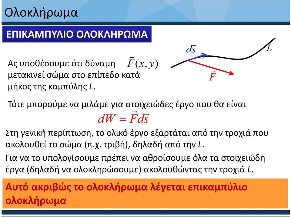 εξαρτάται από την τροχιά που ακολουθεί το σώμα (π.χ. τριβή), δηλαδή από την L.