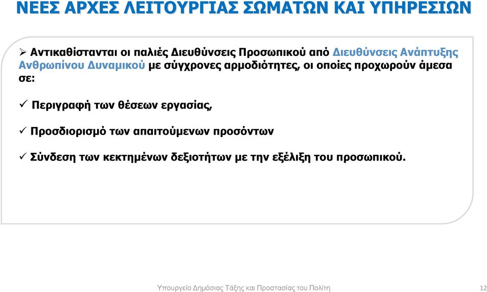 άµεσα σε: Περιγραφή των θέσεων εργασίας, Προσδιορισµό των απαιτούµενων προσόντων Σύνδεση των