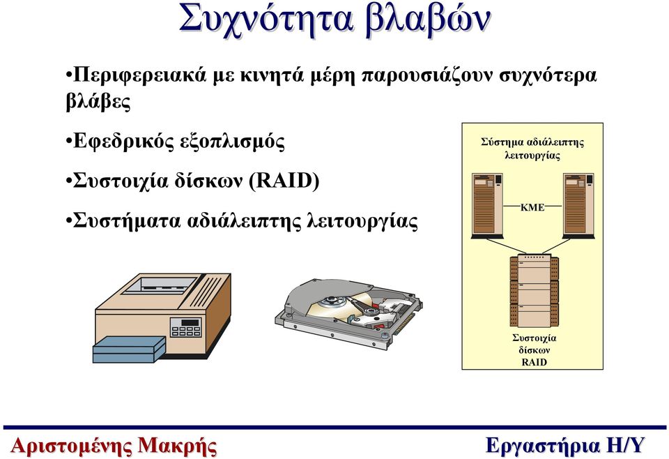 Συστοιχία δίσκων (RAID) Συστήµατα αδιάλειπτης