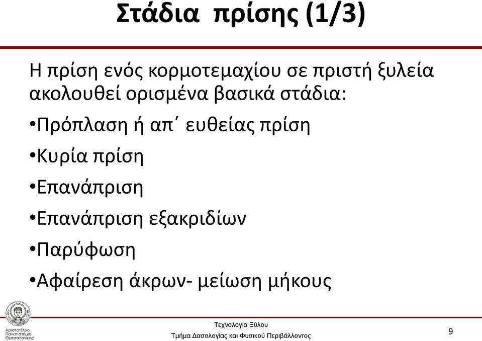 Πρόπλαση ή απ ευθείας πρίση Κυρία πρίση Επανάπριση