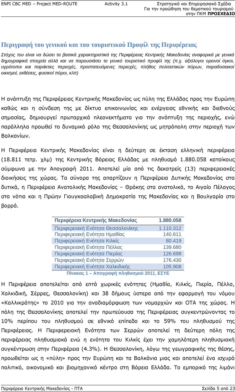 αξιόλογοι ορεινοί όγκοι, υγρότοποι και παράκτιες περιοχές, προστατευόμενες περιοχές, πλήθος πολιτιστικών πόρων, παραδοσιακοί οικισμοί, εκθέσεις, φυσικοί πόροι, κλπ) Η ανάπτυξη της Περιφέρειας