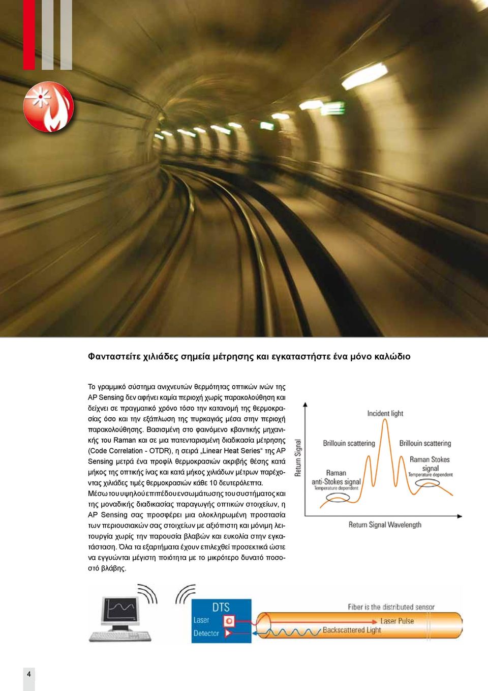 Βασισμένη στο φαινόμενο κβαντικής μηχανικής του Raman και σε μια πατενταρισμένη διαδικασία μέτρησης (Code Correlation - OTDR), η σειρά Linear Heat Series της AP Sensing μετρά ένα προφίλ θερμοκρασιών