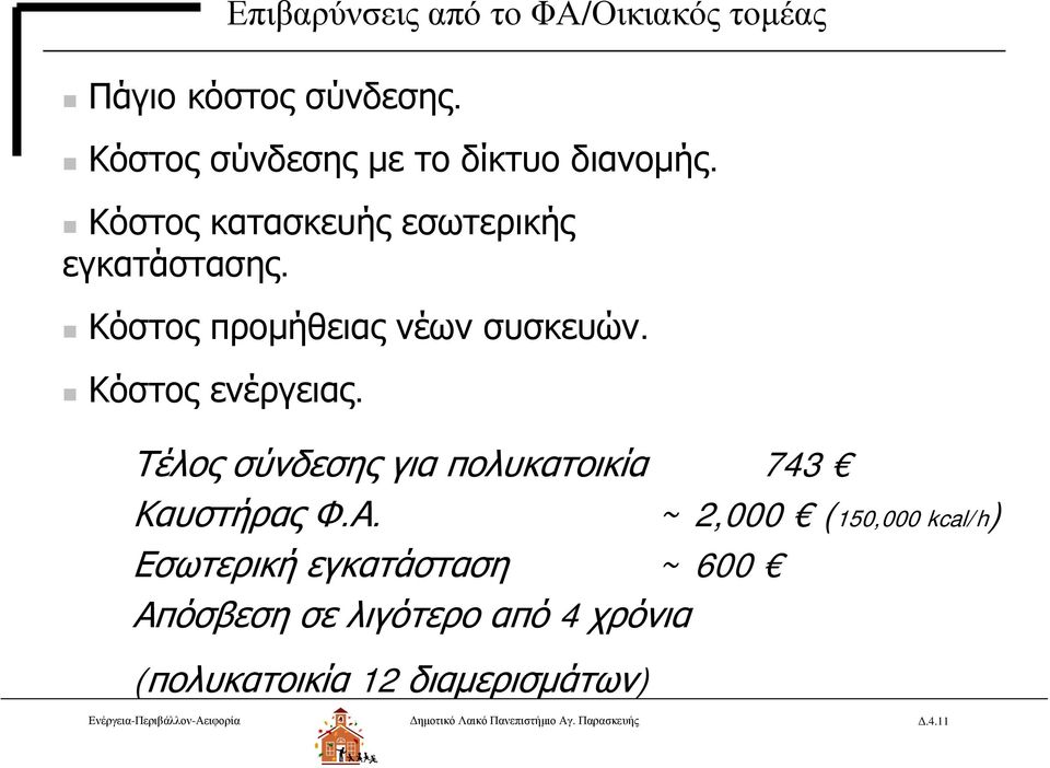 Τέλος σύνδεσης για πολυκατοικία 743 Καυστήρας Φ.Α.