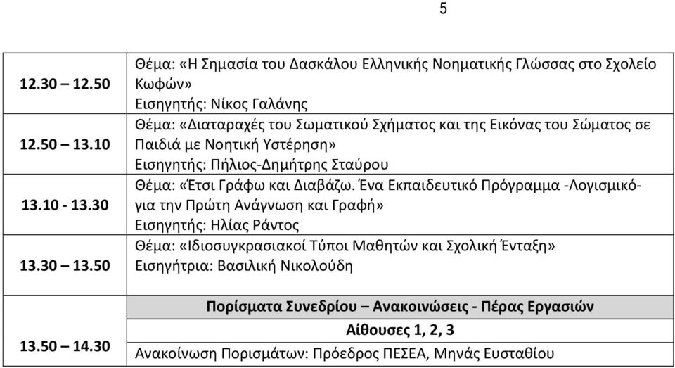 της Εικόνας του Σώματος σε Παιδιά με Νοητική Υστέρηση» Εισηγητής: Πήλιος Δημήτρης Σταύρου Θέμα: «Έτσι Γράφω και Διαβάζω.