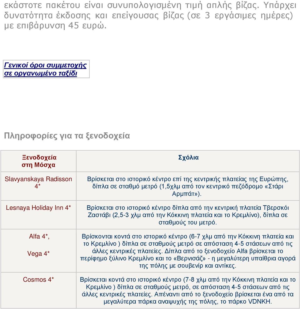 ιστορικό κέντρο επί της κεντρικής πλατείας της Ευρώπης, δίπλα σε σταθμό μετρό (1,5χλμ από τον κεντρικό πεζόδρομο «Στάρι Αρμπάτ»).