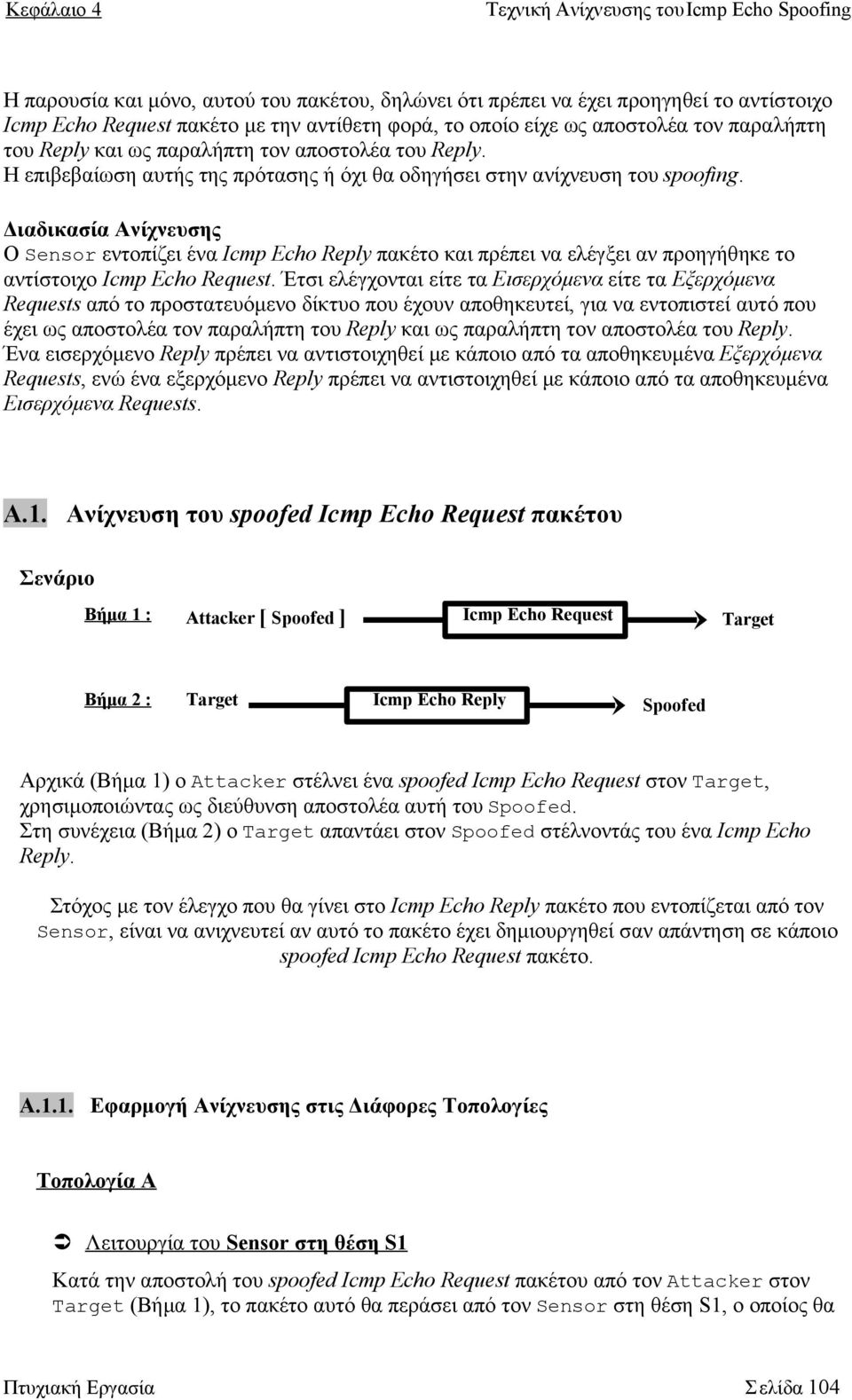 Διαδικασία Ανίχνευσης Ο Sensor εντοπίζει ένα Icmp Echo Reply πακέτο και πρέπει να ελέγξει αν προηγήθηκε το αντίστοιχο Icmp Echo Request.