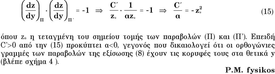 Eπειδή C > από την (15 προκύπτει α< γεγονός που δικαιολογεί ότι οι