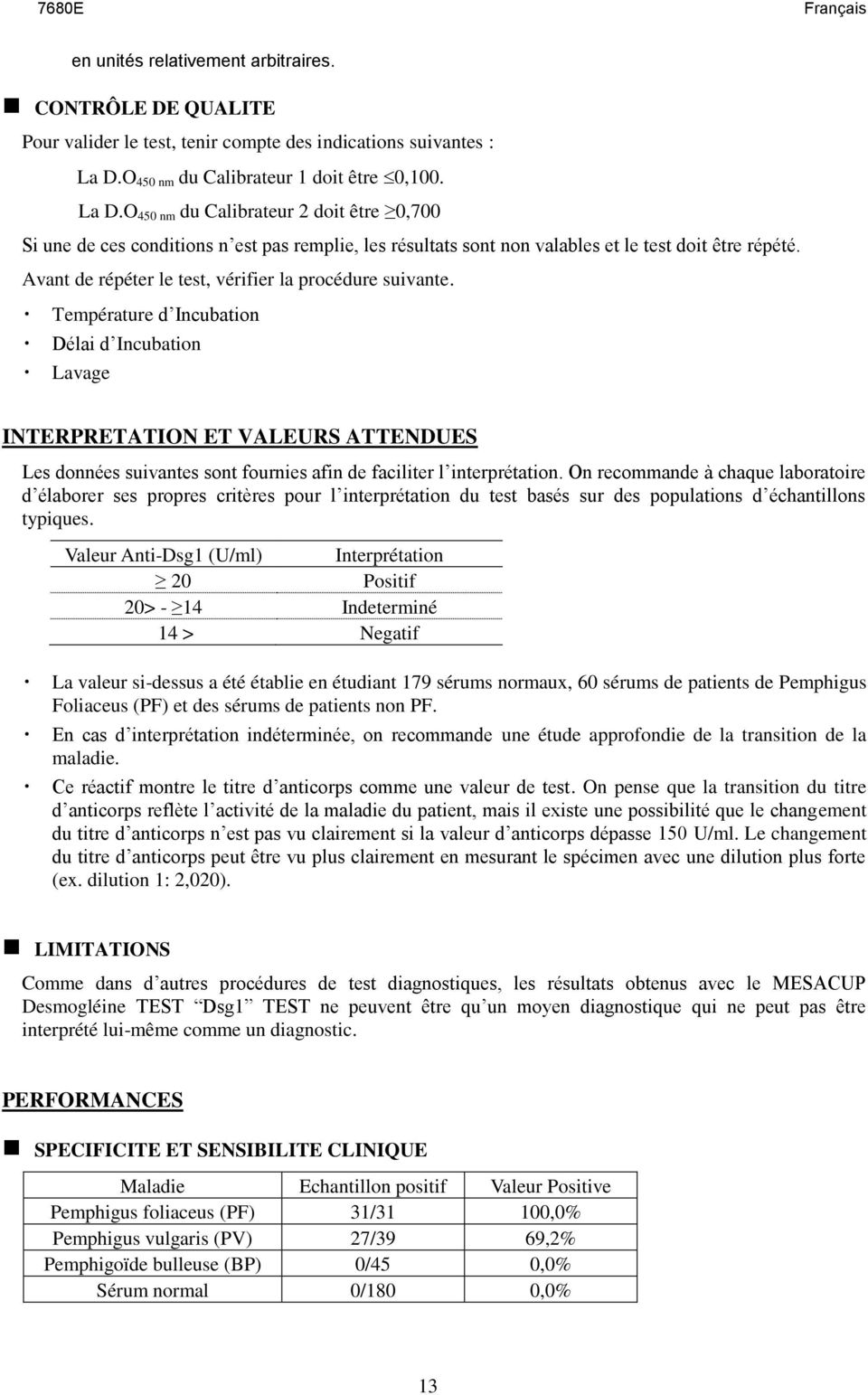 Avant de répéter le test, vérifier la procédure suivante.