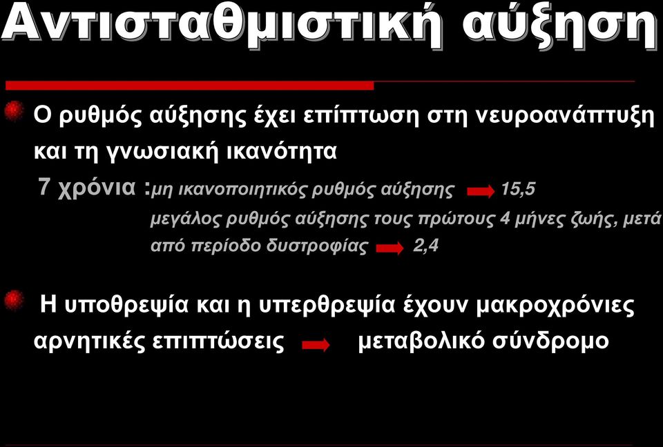 αύξησης τους πρώτους 4 μήνες ζωής, μετά από περίοδο δυστροφίας 2,4 H
