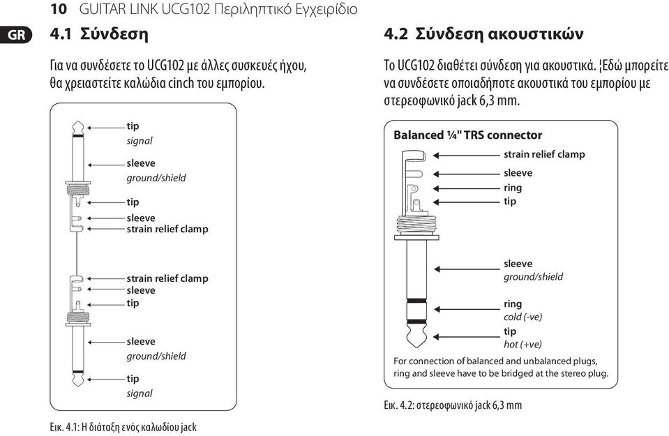 Εδώ μπορείτε να συνδέσετε οποιαδήποτε ακουστικά του εμπορίου με στερεοφωνικό jack 6,3 mm.