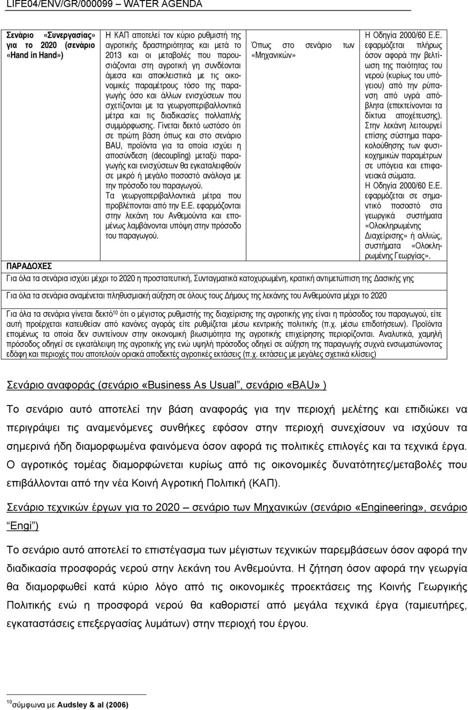 Γίνεται δεκτό ωστόσο ότι σε πρώτη βάση όπως και στο σενάριο BAU, προϊόντα για τα οποία ισχύει η αποσύνδεση (decoupling) μεταξύ παραγωγής και ενισχύσεων θα εγκαταλειφθούν σε μικρό ή μεγάλο ποσοστό