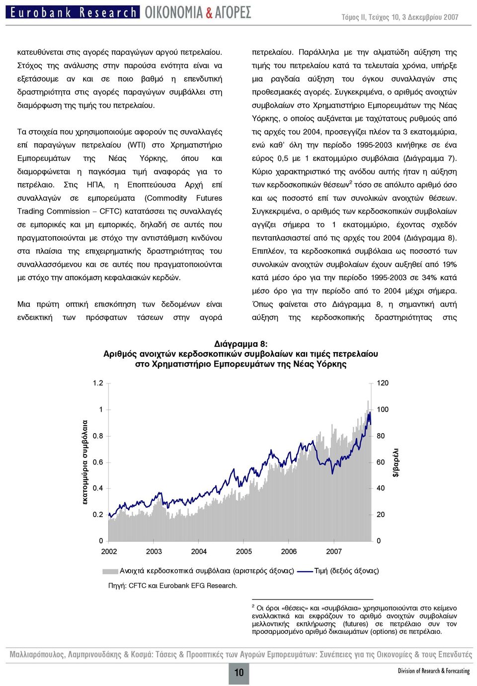 πετρελαίου. Παράλληλα με την αλματώδη αύξηση της τιμής του πετρελαίου κατά τα τελευταία χρόνια, υπήρξε μια ραγδαία αύξηση του όγκου συναλλαγών στις προθεσμιακές αγορές.