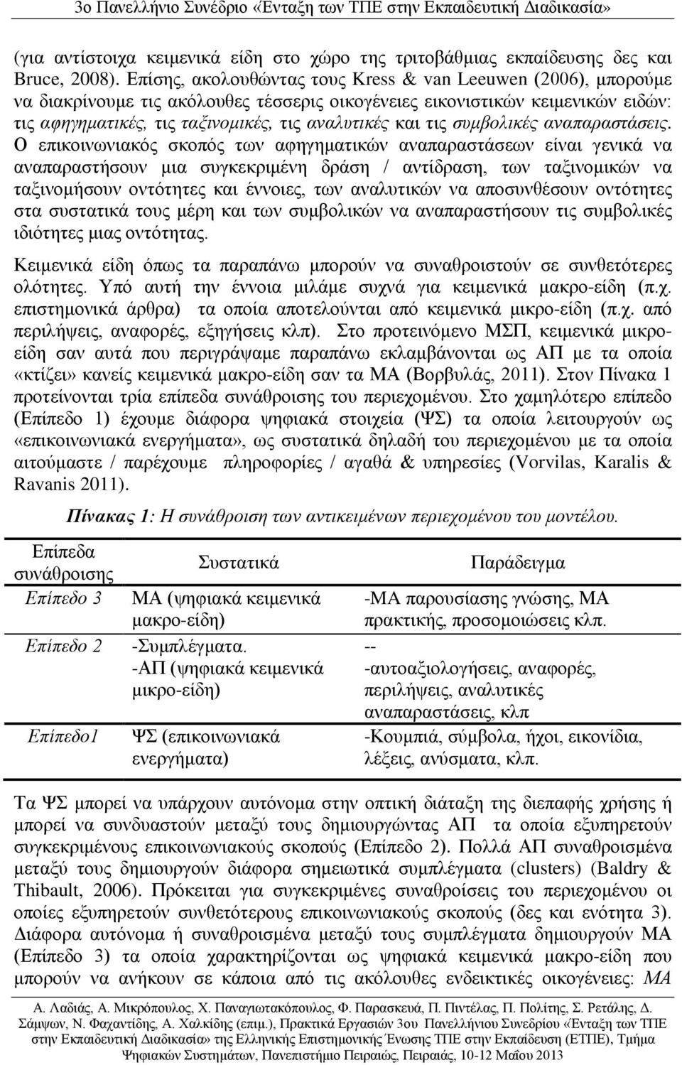 τις συμβολικές αναπαραστάσεις.