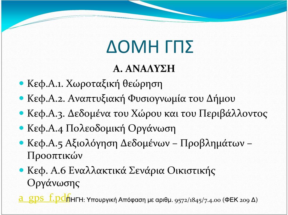 Δεδομένα του Χώρου και του Περιβάλλοντος Κεφ.A.4 Πολεοδομική Οργάνωση Κεφ.Α.