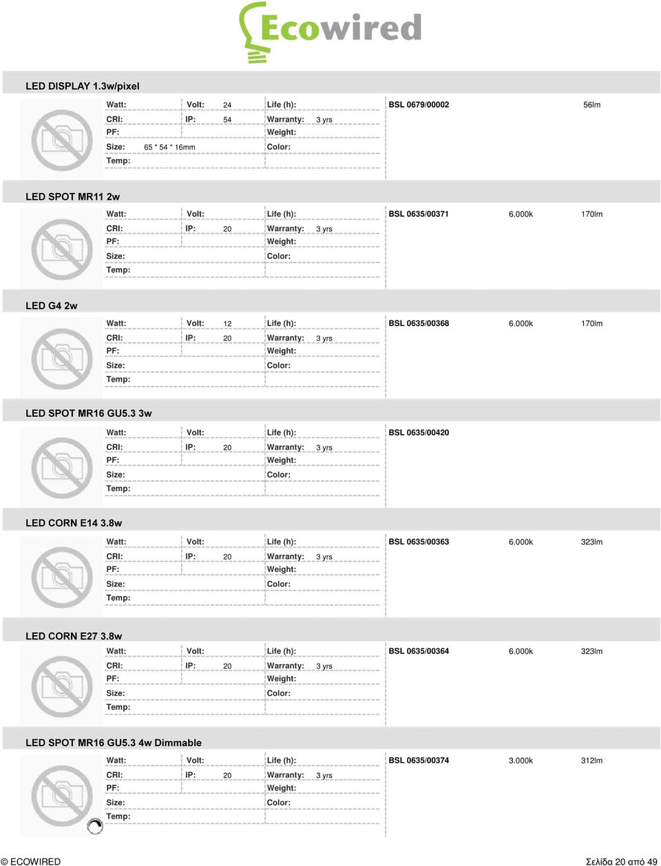 2w LED SPOT MR16 GU5.