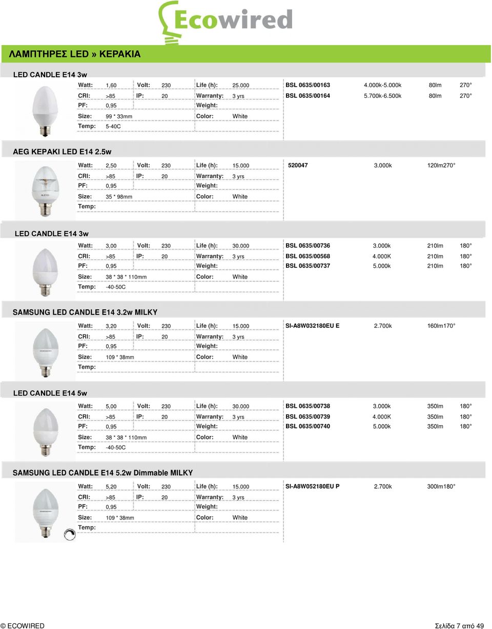 E14 3w LED CANDLE