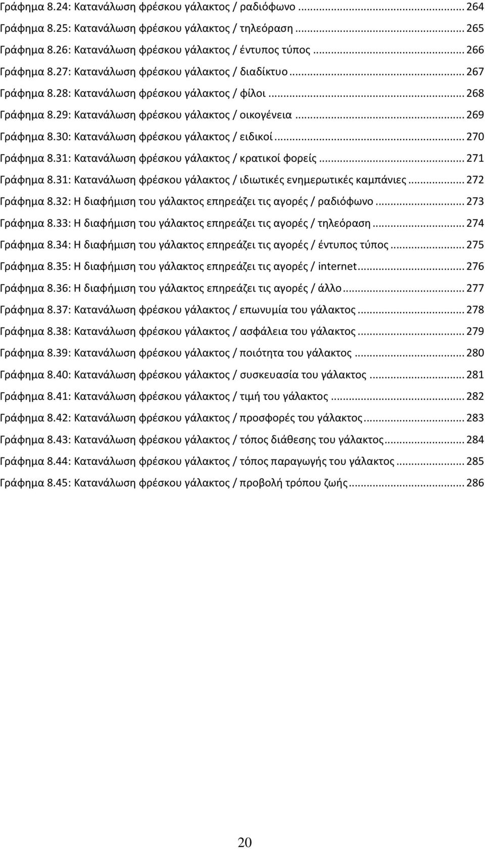 30: Κατανάλωση φρέσκου γάλακτος / ειδικοί... 270 Γράφημα 8.31: Κατανάλωση φρέσκου γάλακτος / κρατικοί φορείς... 271 Γράφημα 8.31: Κατανάλωση φρέσκου γάλακτος / ιδιωτικές ενημερωτικές καμπάνιες.