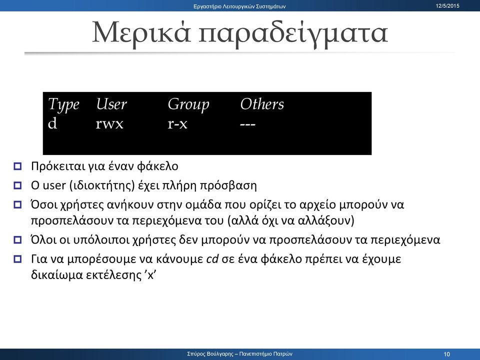 προςπελάςουν τα περιεχόμενα του (αλλά όχι να αλλάξουν) Όλοι οι υπόλοιποι χριςτεσ δεν μποροφν να