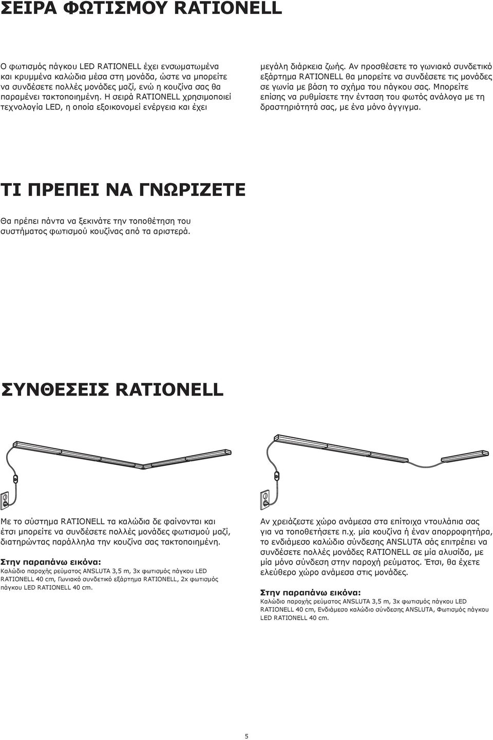 Αν προσθέσετε το γωνιακό συνδετικό εξάρτημα RATIONELL θα μπορείτε να συνδέσετε τις μονάδες σε γωνία με βάση το σχήμα του πάγκου σας.