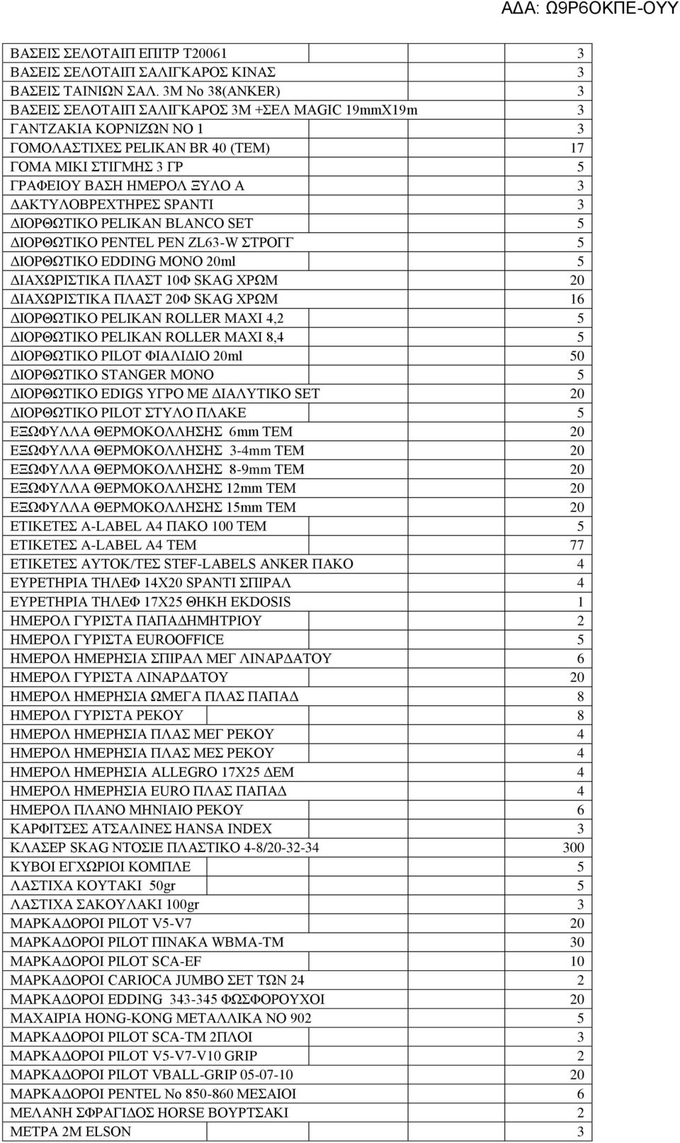 ΔΑΚΤΥΛΟΒΡΕΧΤΗΡΕΣ SPANTI 3 ΔΙΟΡΘΩΤΙΚΟ PELIKAN BLANCO SET 5 ΔΙΟΡΘΩΤΙΚΟ PENTEL PEN ZL63-W ΣΤΡΟΓΓ 5 ΔΙΟΡΘΩΤΙΚΟ EDDING ΜΟΝΟ 20ml 5 ΔΙΑΧΩΡΙΣΤΙΚΑ ΠΛΑΣΤ 10Φ SKAG ΧΡΩΜ 20 ΔΙΑΧΩΡΙΣΤΙΚΑ ΠΛΑΣΤ 20Φ SKAG ΧΡΩΜ 16
