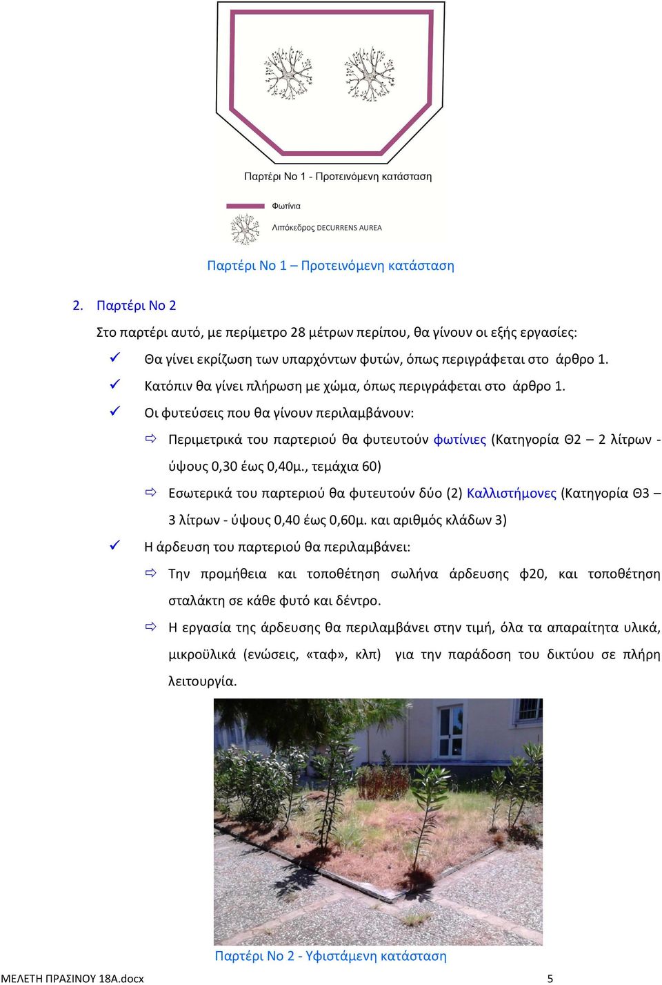 περιγράφεται στο άρθρο 1. Κατόπιν θα γίνει πλήρωση με χώμα, όπως περιγράφεται στο άρθρο 1.