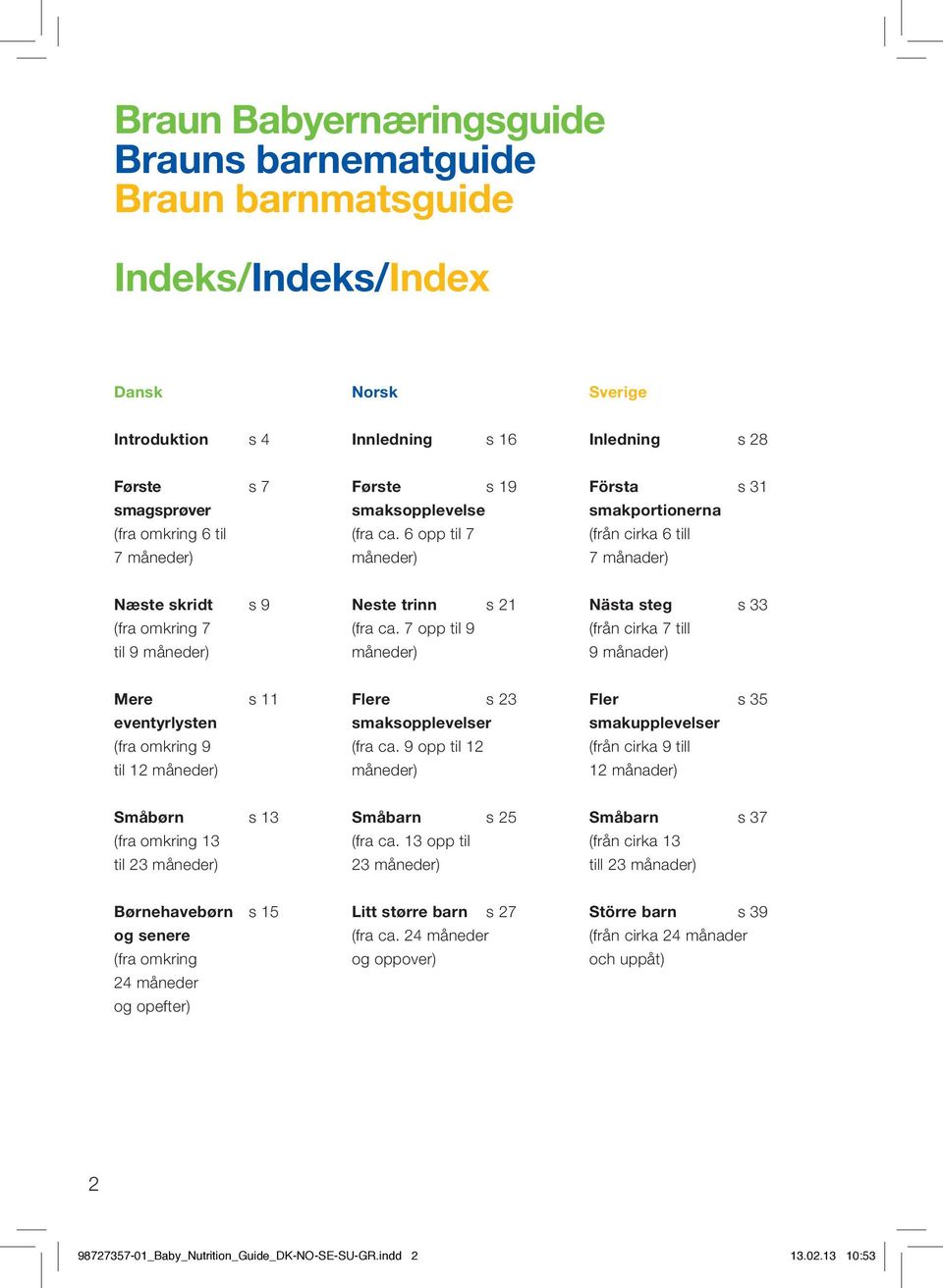 7 opp til 9 måneder) s 21 Nästa steg (från cirka 7 till 9 månader) s 33 Mere eventyrlysten (fra omkring 9 til 12 måneder) s 11 Flere s 23 smaksopplevelser (fra ca.